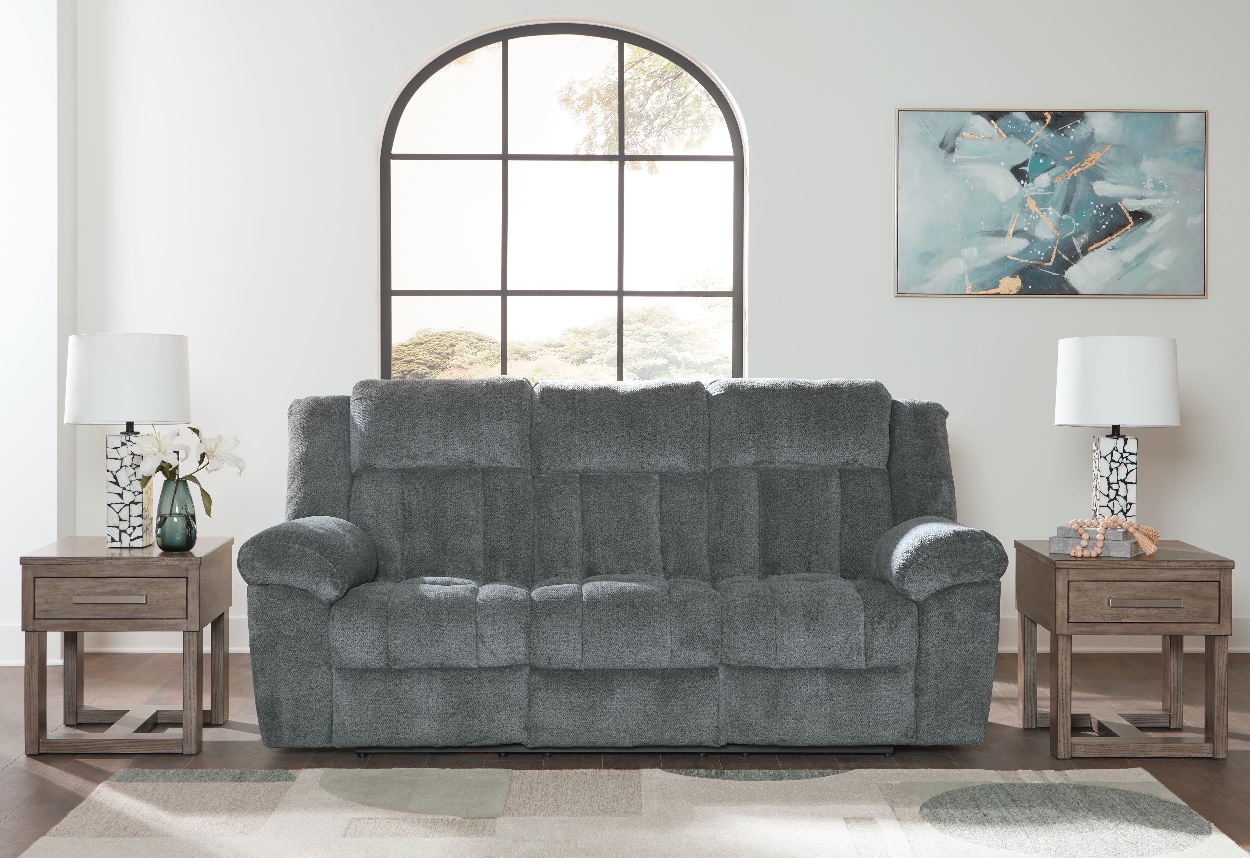 Homestyle Furniture - Ashley Furniture - Tip-Off Power Reclining Sofa - PWR REC Sofa with ADJ Headrest / Slate - 6930415