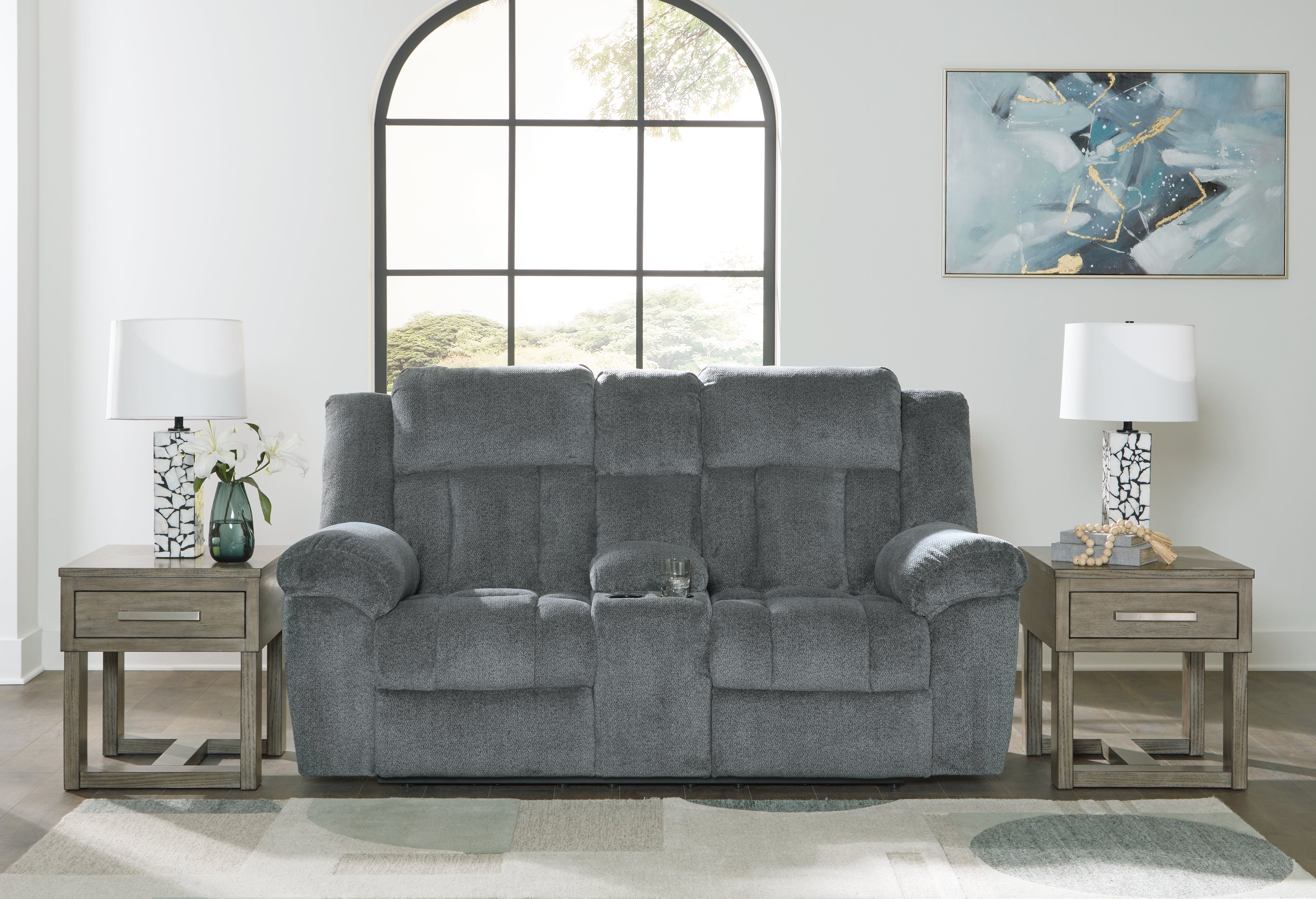 Homestyle Furniture - Ashley Furniture - Tip-Off Power Reclining Loveseat - PWR REC Loveseat/CON/ADJ HDRST / Slate - 6930418