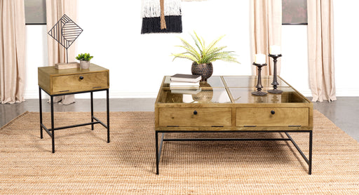 Homestyle Furniture - Coaster - Stephie 2-piece Square Coffee and End Table Set Honey Brown - 704698-S2
