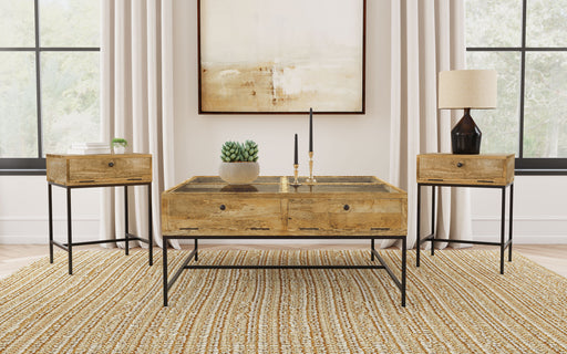 Homestyle Furniture - Coaster - Stephie 3-piece Square Coffee and End Table Set Honey Brown - 704698-S3