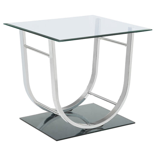 Homestyle Furniture - Coaster - Danville Square U-Shaped Glass Top Side End Table Chrome - 704987