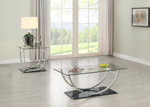 Homestyle Furniture - Coaster - Danville 2-piece Glass Top Coffee and End Table Set Chrome - 704988-S2