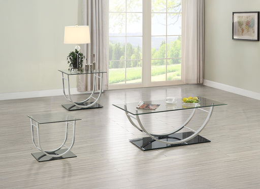 Homestyle Furniture - Coaster - Danville 3-piece Glass Top Coffee and End Table Set Chrome - 704988-S3