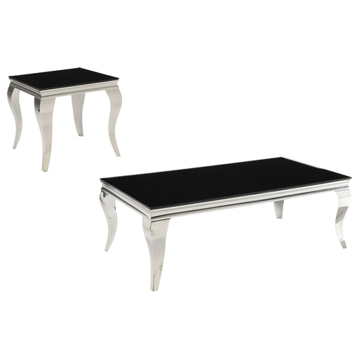 Homestyle Furniture - Coaster - Carone 2-piece Glass Top Coffee and End Table Set Black - 705018-S2