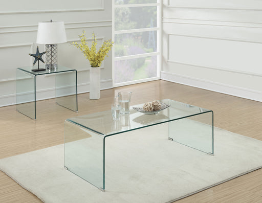 Homestyle Furniture - Coaster - Ripley 2-piece Bent Glass Coffee and End Table Set Clear - 705328-S2