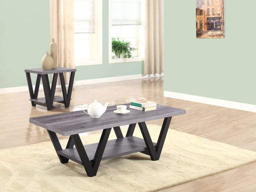 Homestyle Furniture - Coaster - Stevens 2-piece Rectangular Coffee and End Table Set Grey - 705398-S2