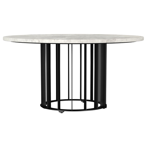 Homestyle Furniture - Coaster - Haven Round Genuine White Marble Top Coffee Table Black - 706208