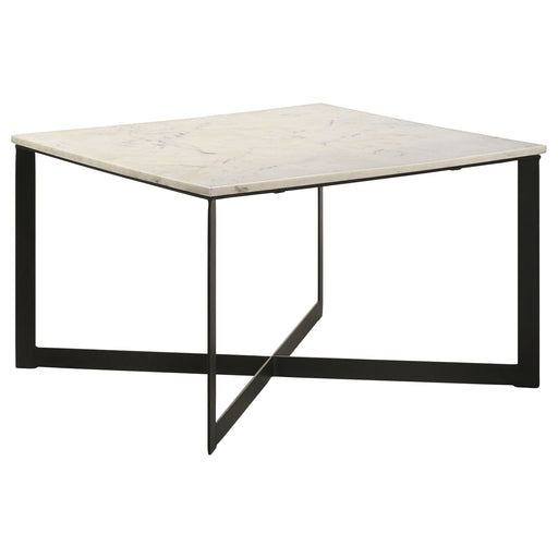 Homestyle Furniture - Coaster - Tobin Square Marble Top Coffee Table White and Black - 707698