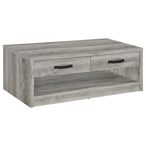 Homestyle Furniture - Coaster - Felix 2-drawer Engineered Wood Coffee Table Grey Driftwood - 707728