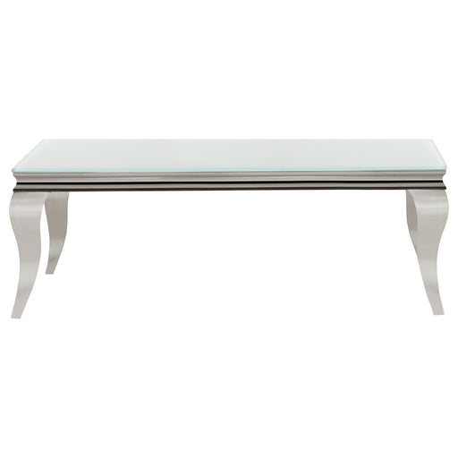 Homestyle Furniture - Coaster - Carone Rectangular Glass Top Coffee Table White and Chrome - 707768