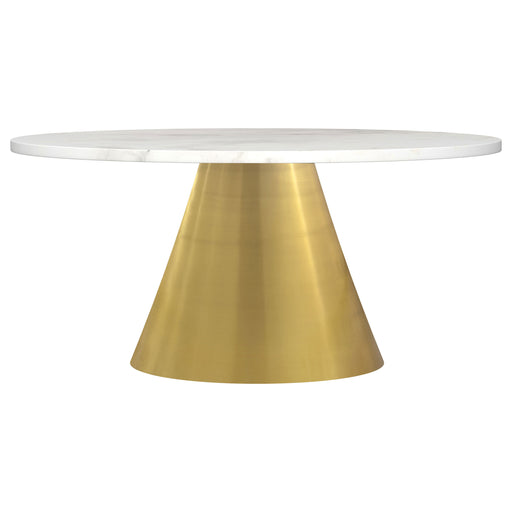 Homestyle Furniture - Coaster - Avon Round Marble Top Stainless Steel Coffee Table White - 707828