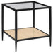 Homestyle Furniture - Coaster - Amherst Glass Top Metal with Cane Shelf End Table Black - 710657