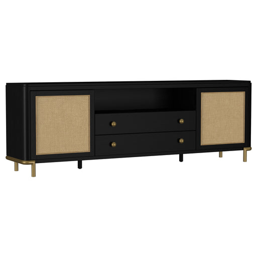 Homestyle Furniture - Coaster - Arini Rattan Cane 2-door TV Stand Media Console Black - 720263