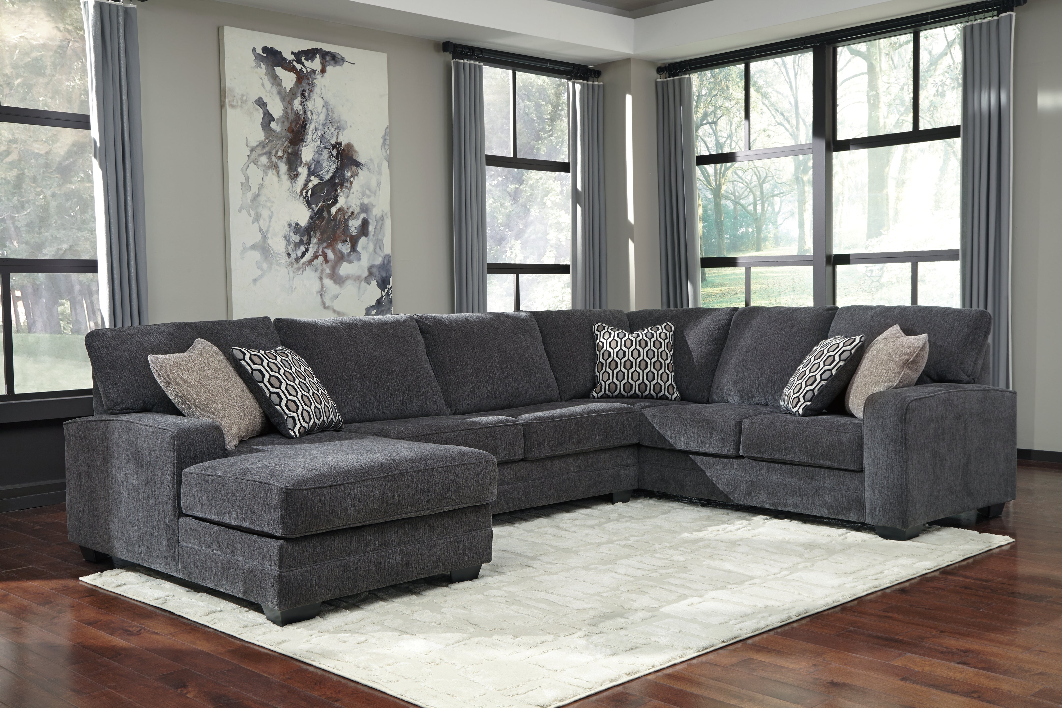 Homestyle Furniture - Ashley Furniture - Tracling 3-Piece Sectional with Chaise - RAF 3-Piece Sectional with Chaise / Slate - 72600S1
