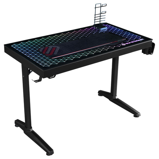 Avoca Tempered Glass Top Gaming Desk Black image