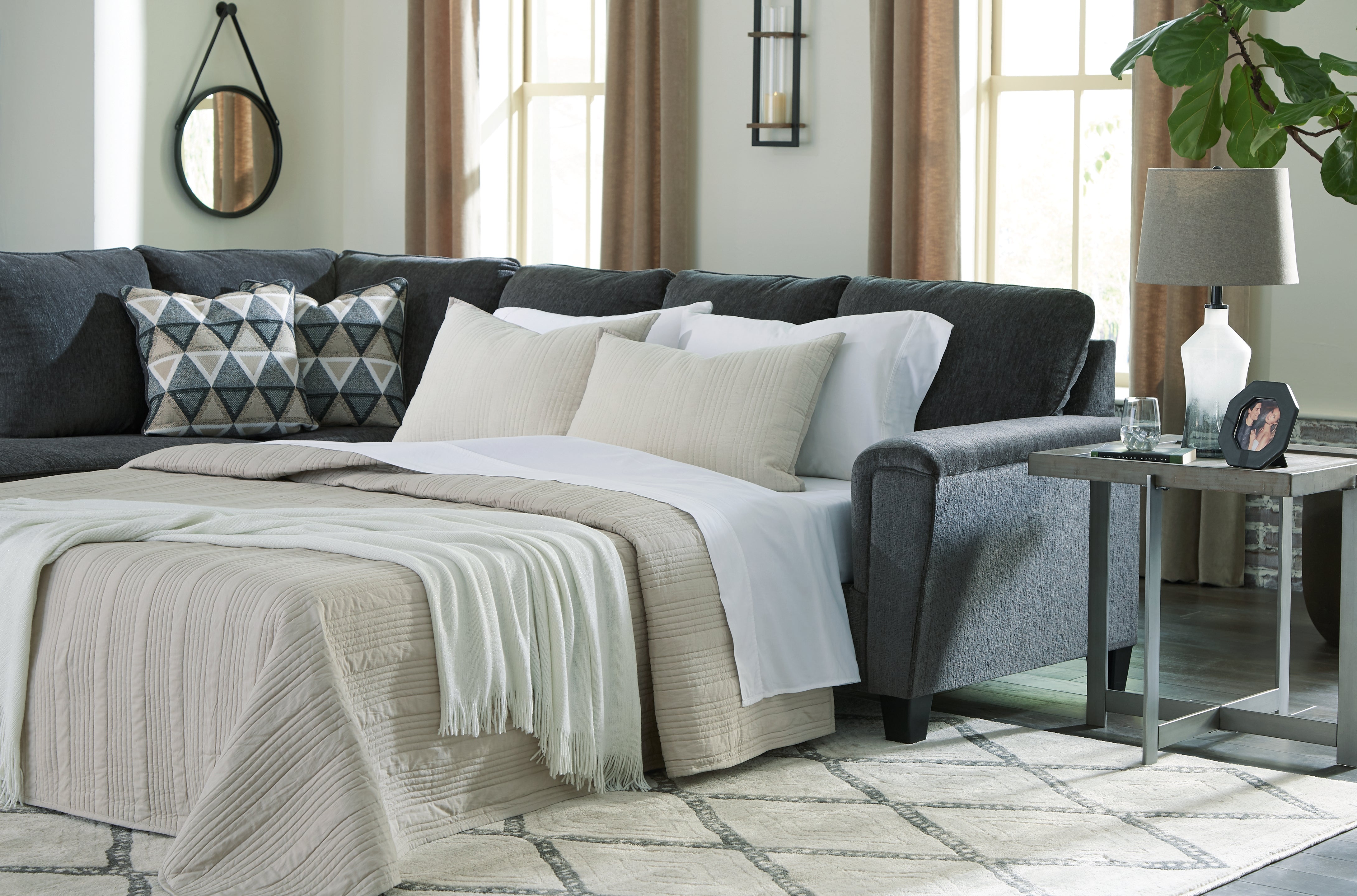 Homestyle Furniture - Ashley Furniture - Abinger 2-Piece Sleeper Sectional with Chaise - RAF 2-Piece Sleeper Sectional with Chaise / Smoke - 83905S3