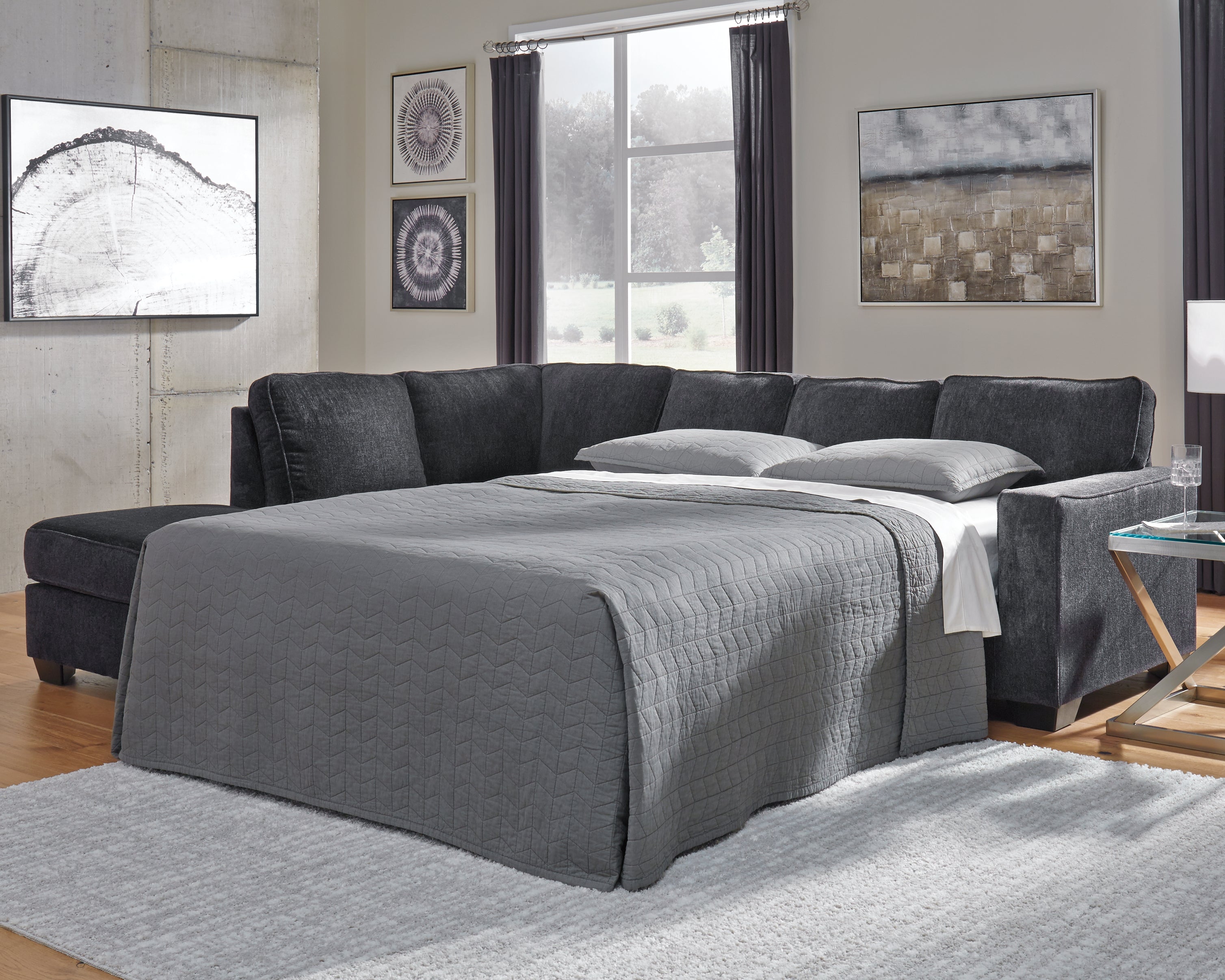 Homestyle Furniture - Ashley Furniture - Altari 2-Piece Sleeper Sectional with Chaise - RAF 2-Piece Sleeper Sectional with Chaise / Slate - 87213S4