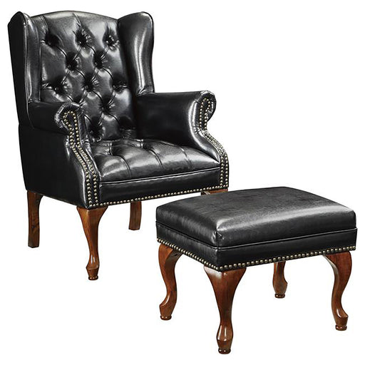 Homestyle Furniture - Coaster - Roberts Upholstered Wingback Chair and Ottoman Set Black - 900262