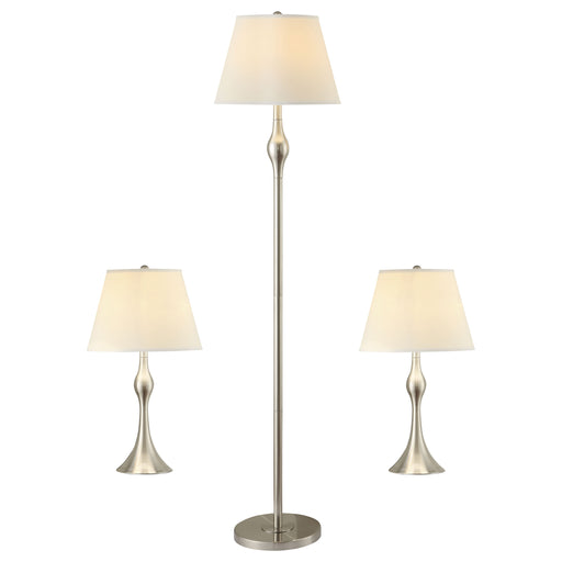 Homestyle Furniture - Coaster - Griffin 3-piece Floor and Table Lamp Set Brushed Nickel - 901235