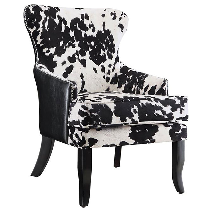 Homestyle Furniture - Coaster - Trea Cowhide Print Upholstered Accent Chair Black and White - 902169