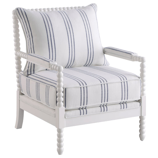 Homestyle Furniture - Coaster - Blanchett Upholstered Bobbin Accent Chair White and Navy - 903835