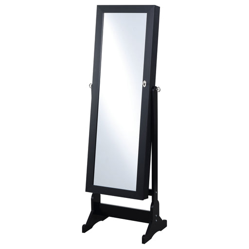 Homestyle Furniture - Coaster - Tutuola Cheval Mirror with Jewelry Storage Black - 904039