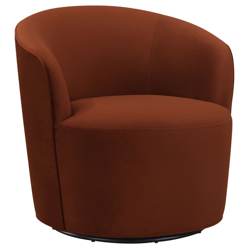 Homestyle Furniture - Coaster - Joyce Upholstered Barrel Back Swivel Chair Burnt Orange - 905631