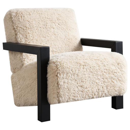 Homestyle Furniture - Coaster - Fitzroy Faux Fur Upholstered Chair Solid Wood Arms Latte - 907533