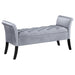 Homestyle Furniture - Coaster - Farrah Velvet Upholstered Rolled Arm Storage Bench Silver - 910239