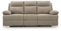 Side-Swipe Reclining Sofa with Drop Down Table