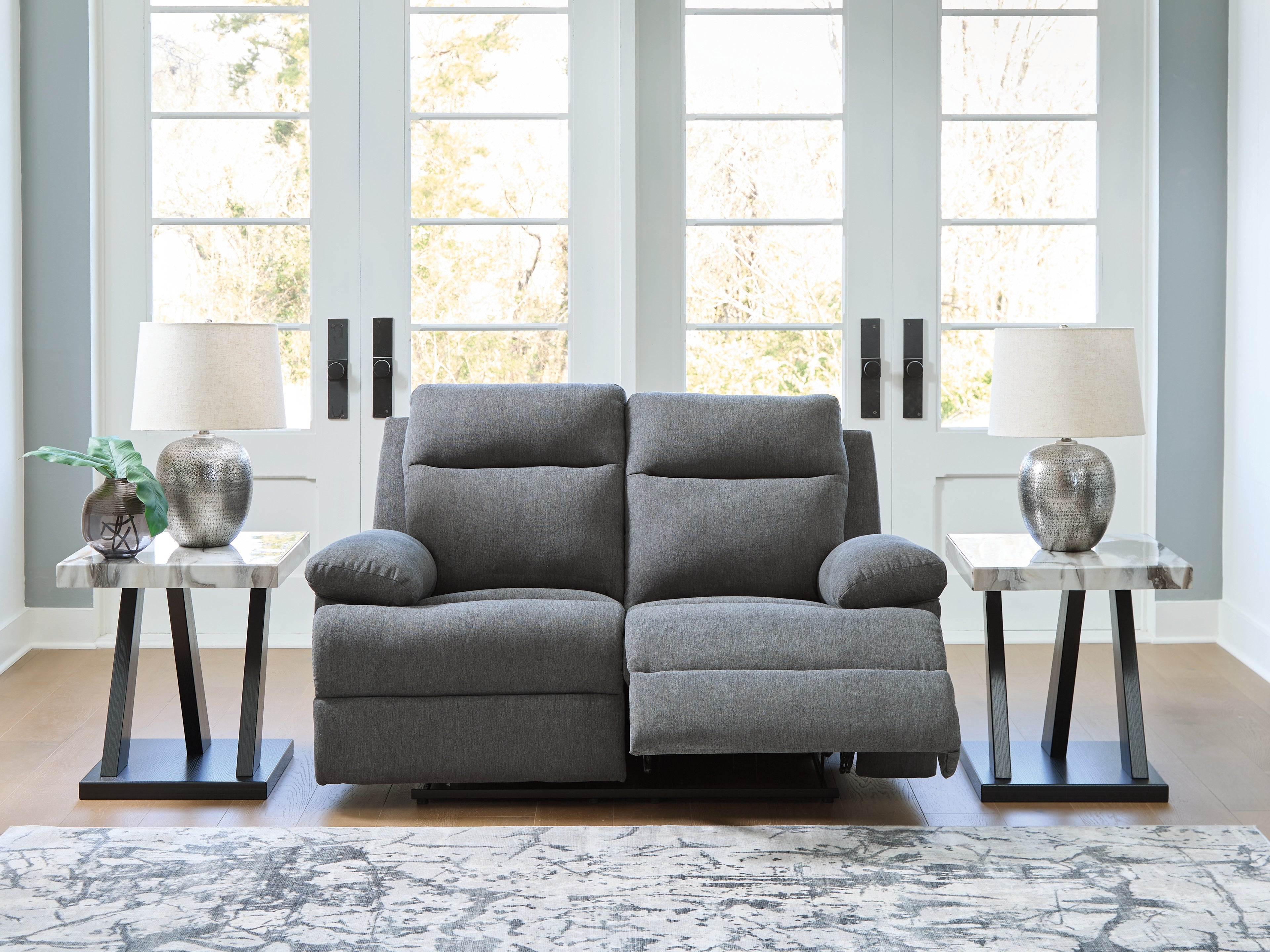 Homestyle Furniture - Ashley Furniture - Side-Swipe Reclining Loveseat - Reclining Loveseat / Charcoal - PC9140686