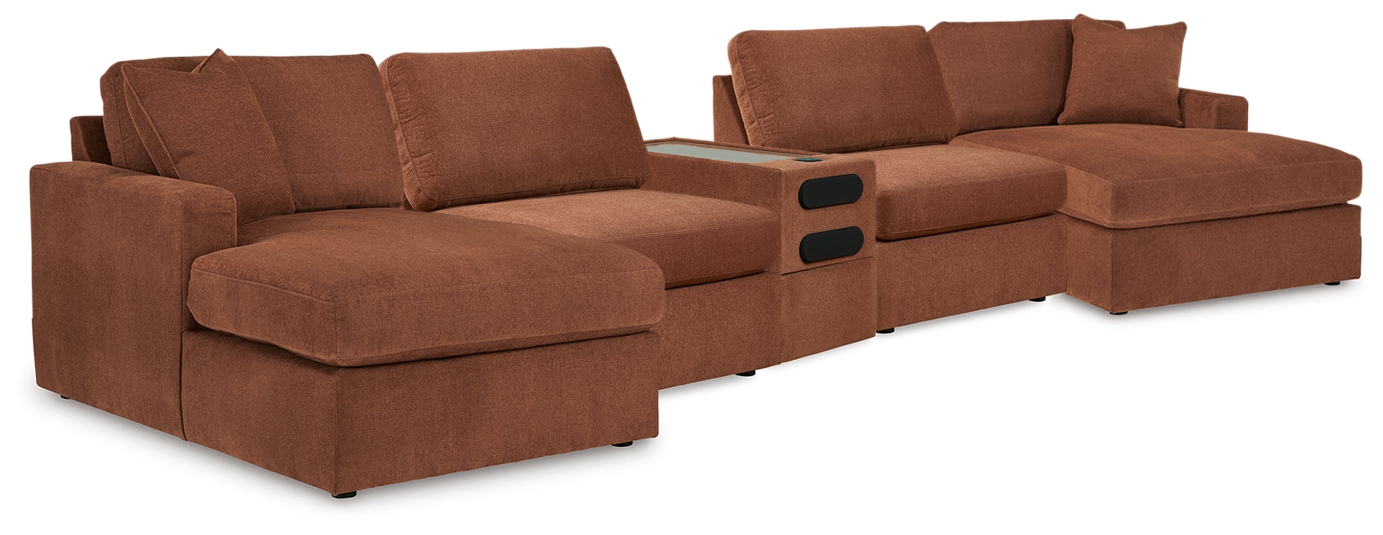 Homestyle Furniture - Ashley Furniture - Modmax 5 Piece Sectional with Audio Console - RAF 5 Piece Sectional with Audio Console / Spice - 92102S70