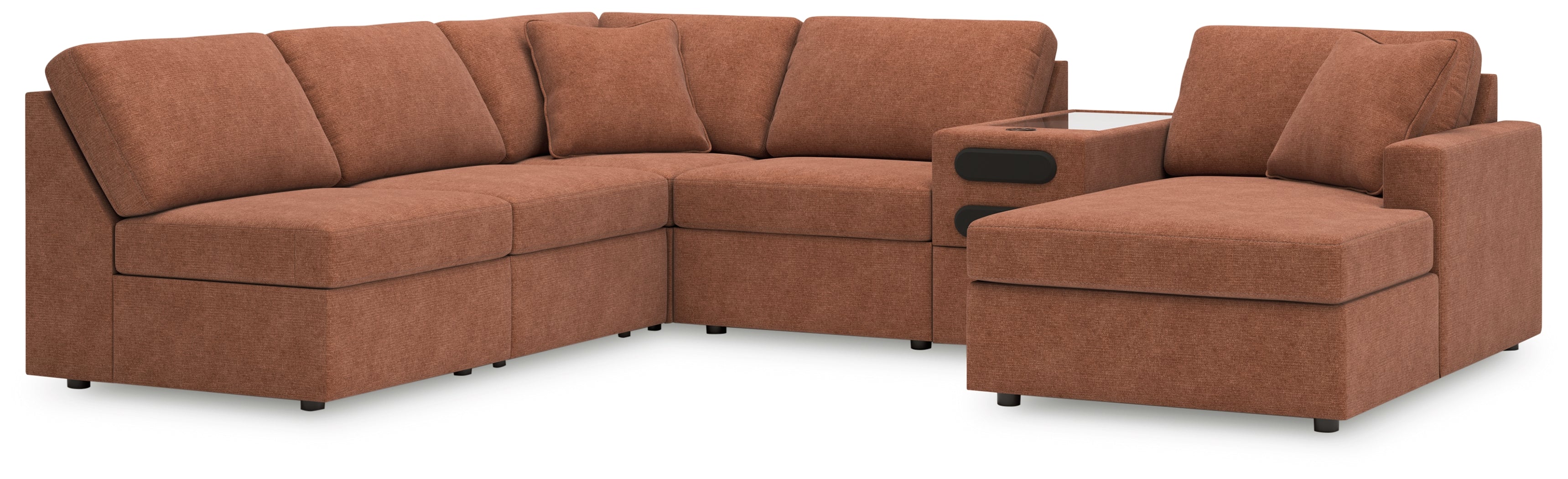 Homestyle Furniture - Ashley Furniture - Modmax 6-Piece Sectional with Chaise - 6-Piece Sectional with Chaise and Audio Console / Spice - 92102S25