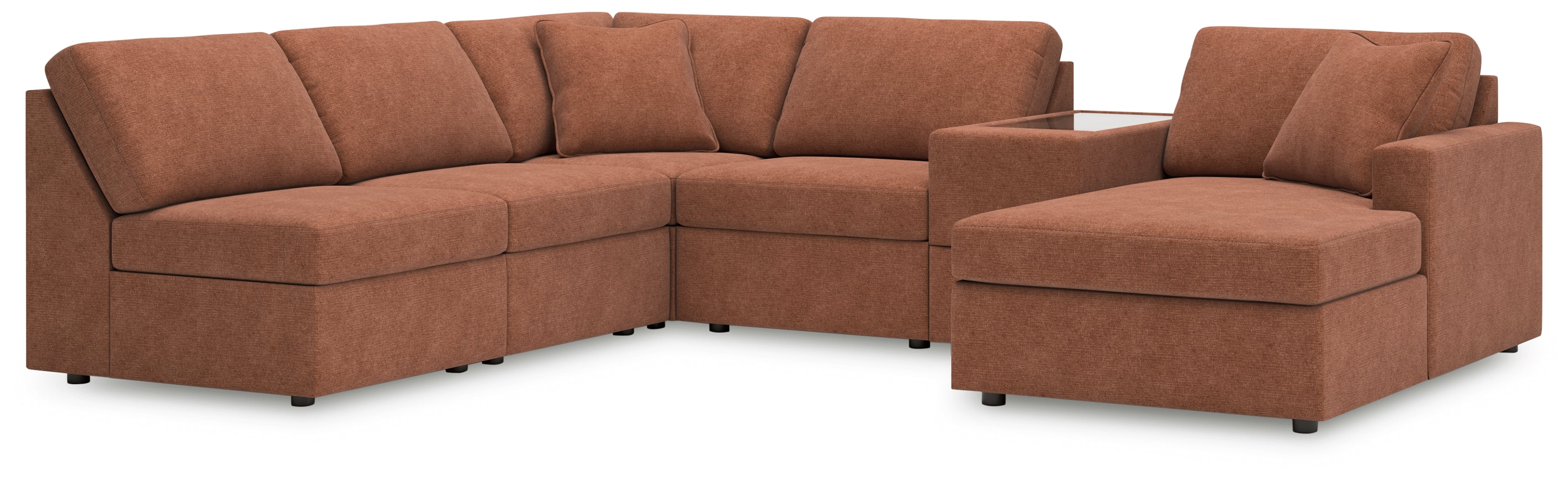 Homestyle Furniture - Ashley Furniture - Modmax 6-Piece Sectional with Chaise - 6-Piece Sectional with Chaise and Storage Console / Spice - 92102S22
