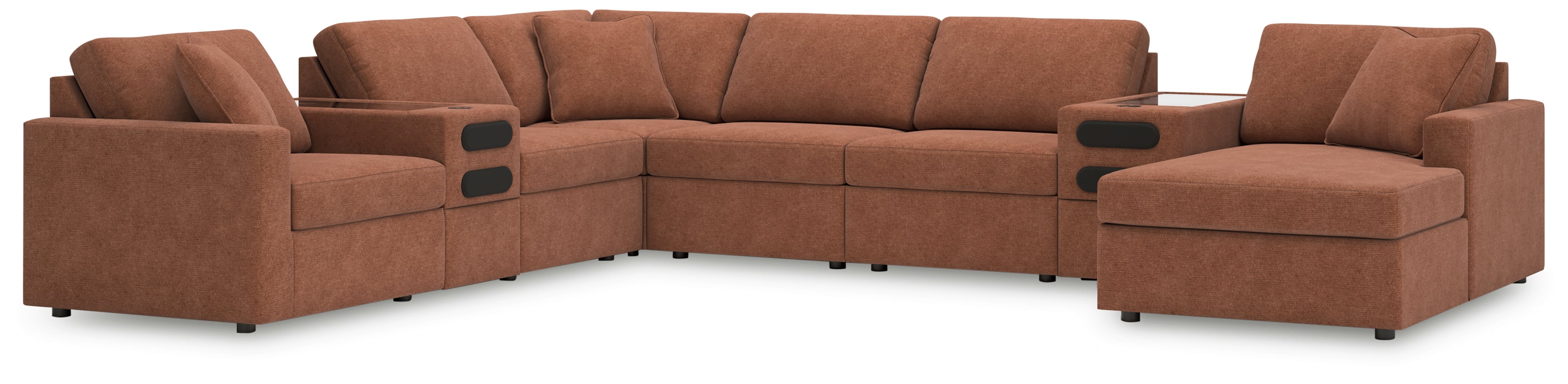 Homestyle Furniture - Ashley Furniture - Modmax 8-Piece Sectional with Audio System and Chaise - RAF 8-Piece Sectional with Audio System and Chaise / Spice - 92102S48