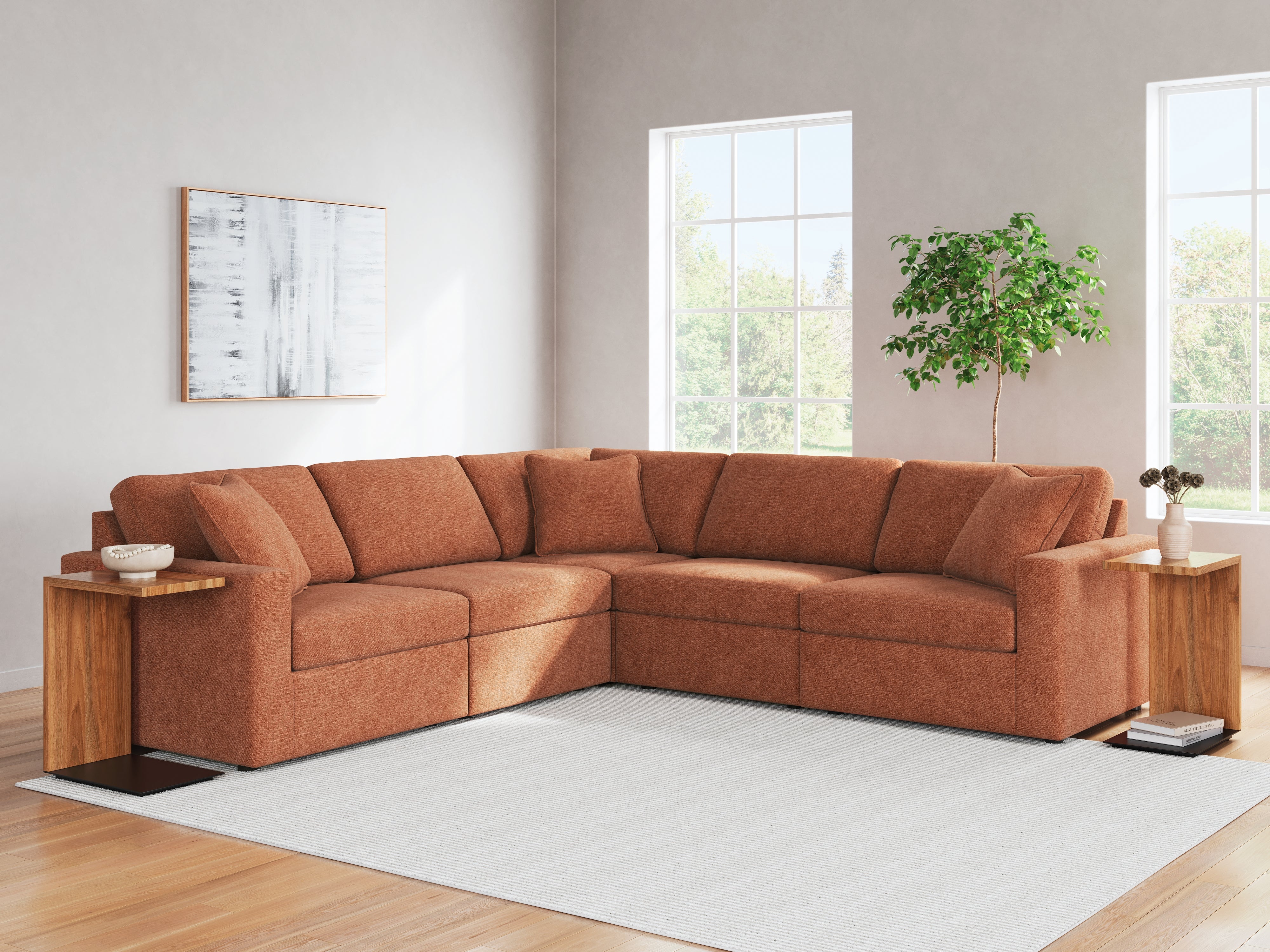Homestyle Furniture - Ashley Furniture - Modmax 5-Piece Sectional - RAF 5-Piece Sectional / Spice - 92102S6
