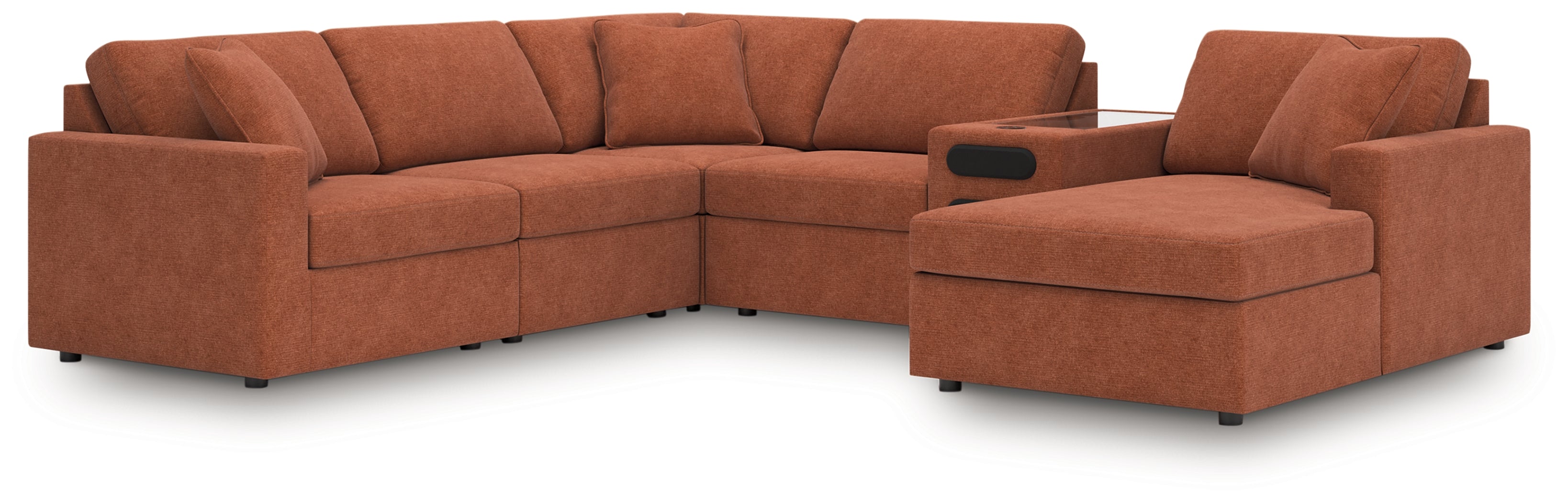 Homestyle Furniture - Ashley Furniture - Modmax 6-Piece Sectional with Audio System and Chaise - RAF 6-Piece Sectional with Audio System and Chaise / Spice - 92102S51