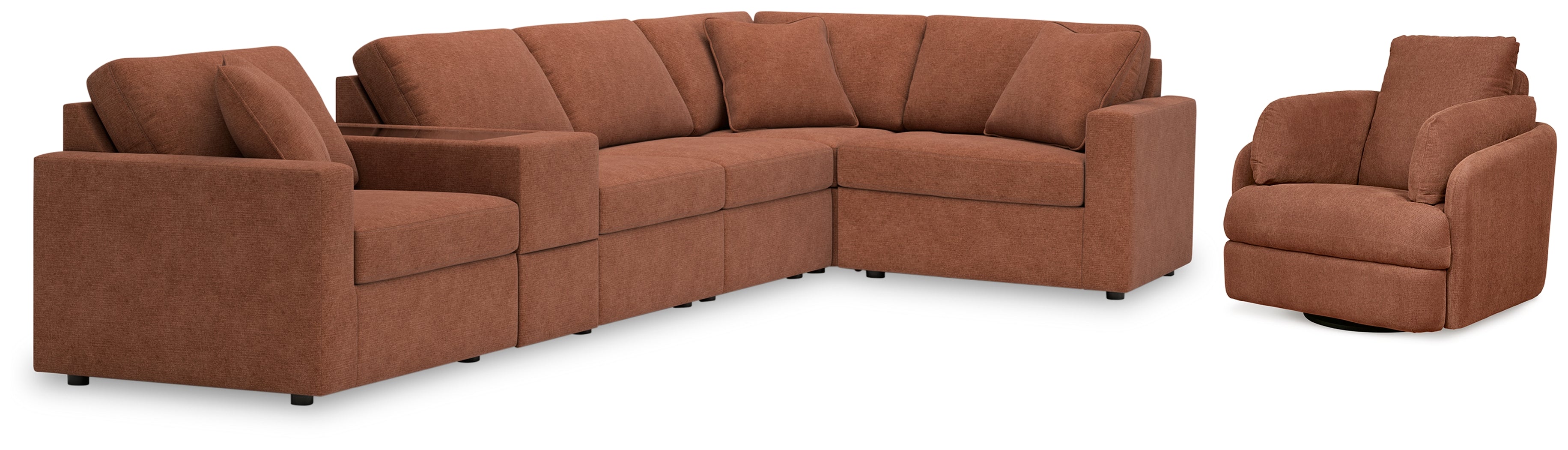 Homestyle Furniture - Ashley Furniture - Modmax 6-Piece Sectional and Swivel Glider Recliner - 6-Piece Sectional and Swivel Glider Recliner / Spice - 92102U17