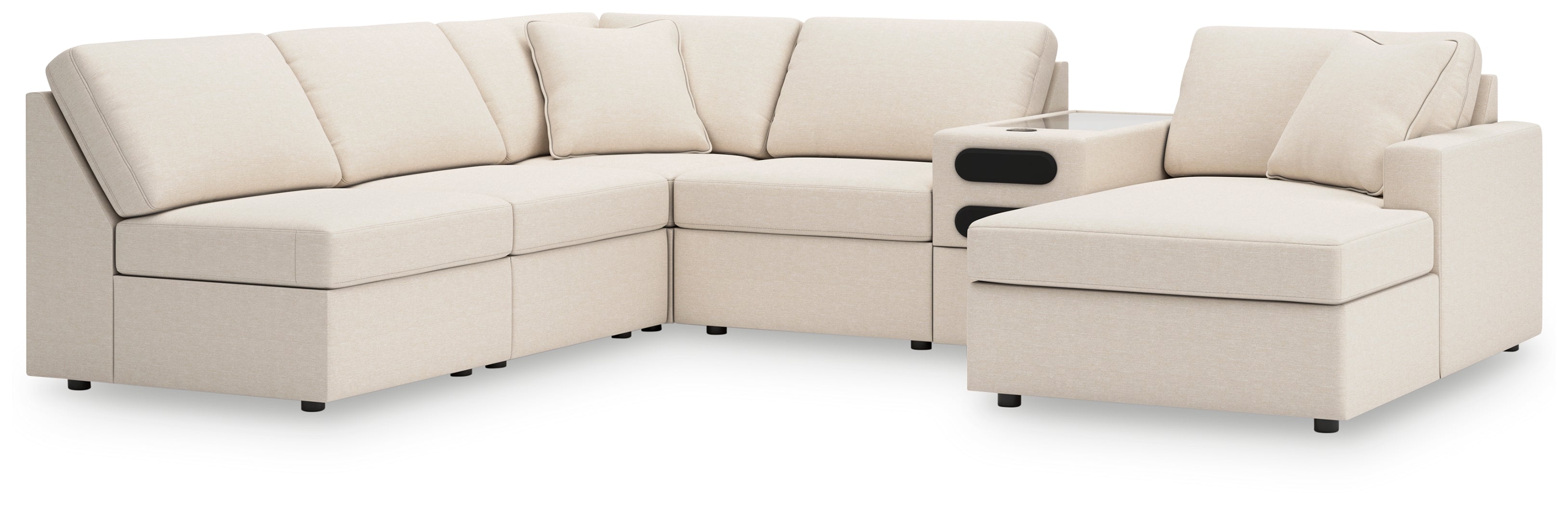 Homestyle Furniture - Ashley Furniture - Modmax 6-Piece Sectional with Chaise - 6-Piece Sectional with Chaise and Audio Console / Oyster - 92103S25