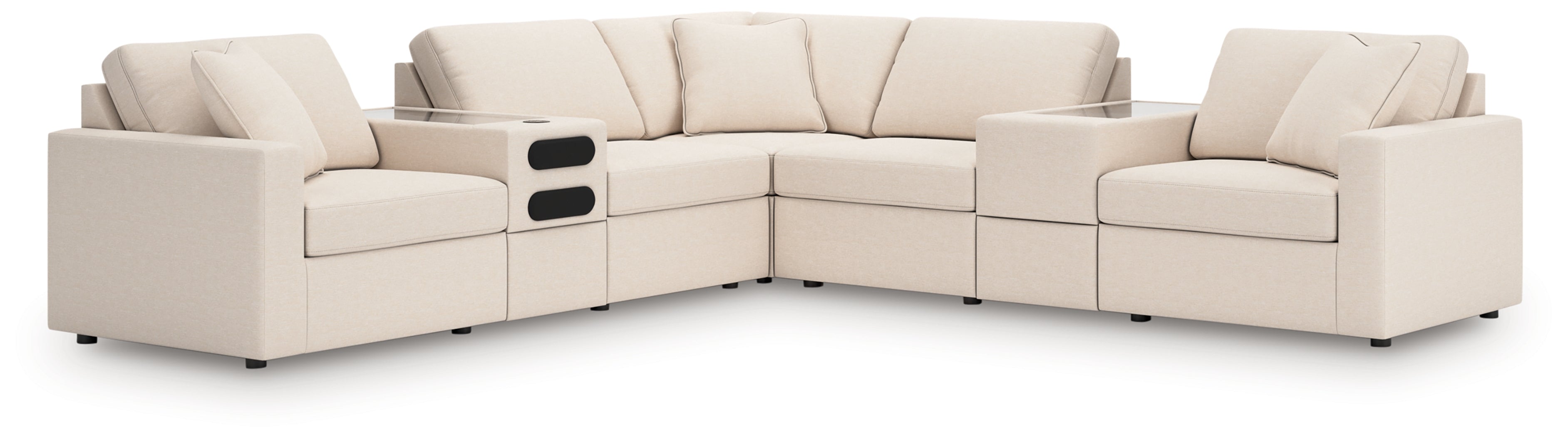Homestyle Furniture - Ashley Furniture - Modmax 7-Piece Balanced Sectional with Audio and Storage Consoles - RAF 7-Piece Balanced Sectional with Audio and Storage Consoles / Oyster - 92103S69