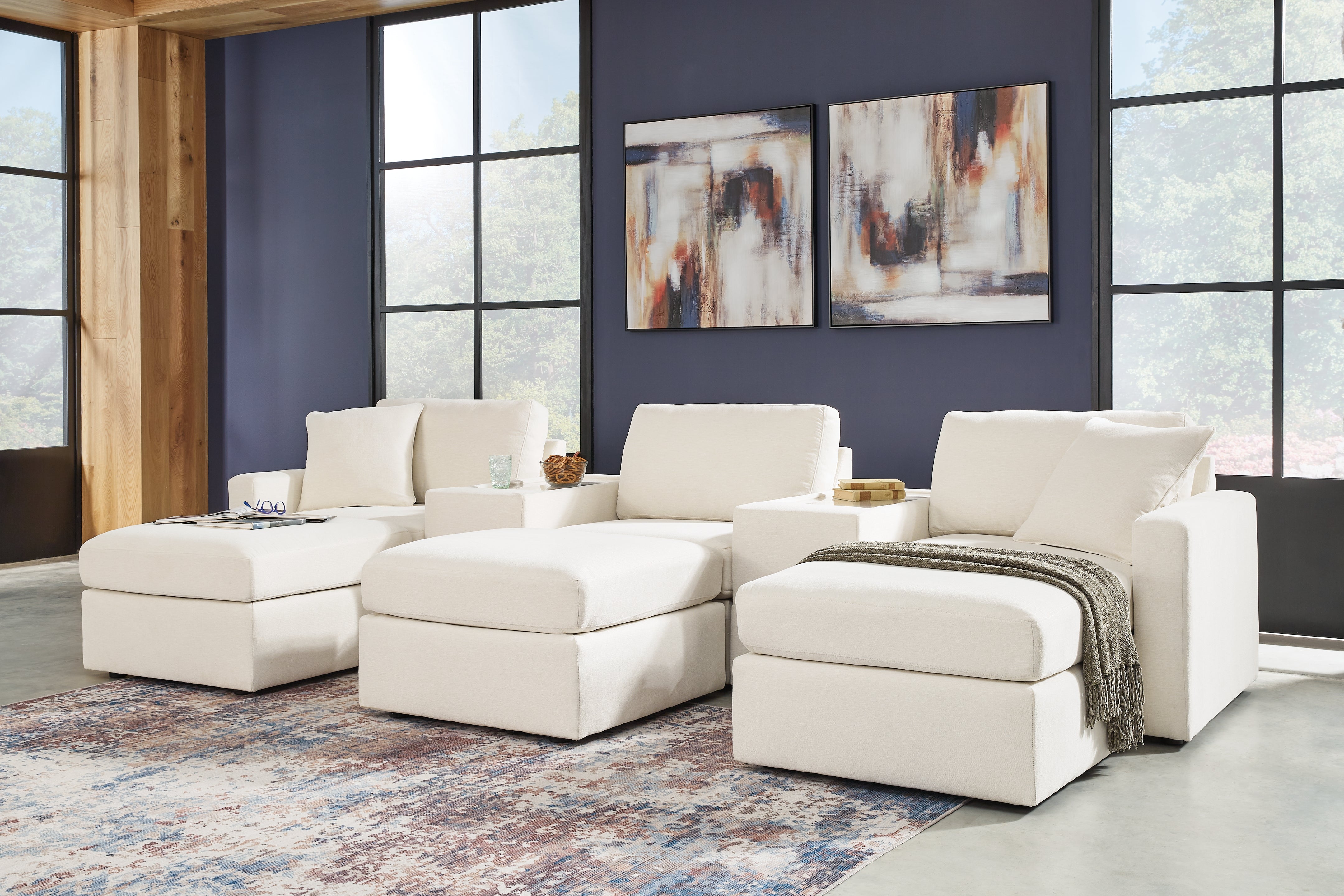 Homestyle Furniture - Ashley Furniture - Modmax 5-Piece Sectional and 3 Ottomans - 5-Piece Sectional and 3 Ottomans / Oyster - 92103U19