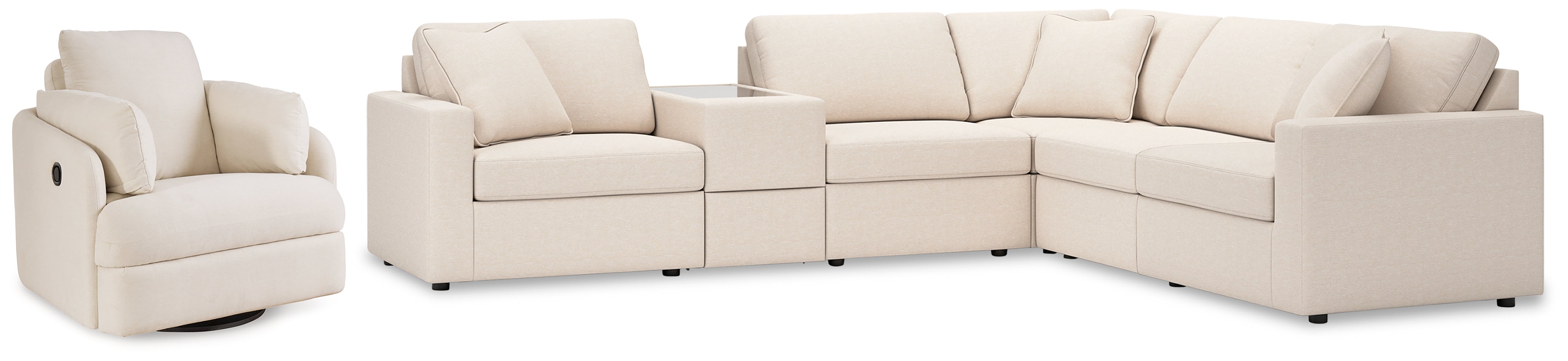 Homestyle Furniture - Ashley Furniture - Modmax 6-Piece Sectional and Swivel Glider Recliner - 6-Piece Sectional and Swivel Glider Recliner / Oyster - 92103U17