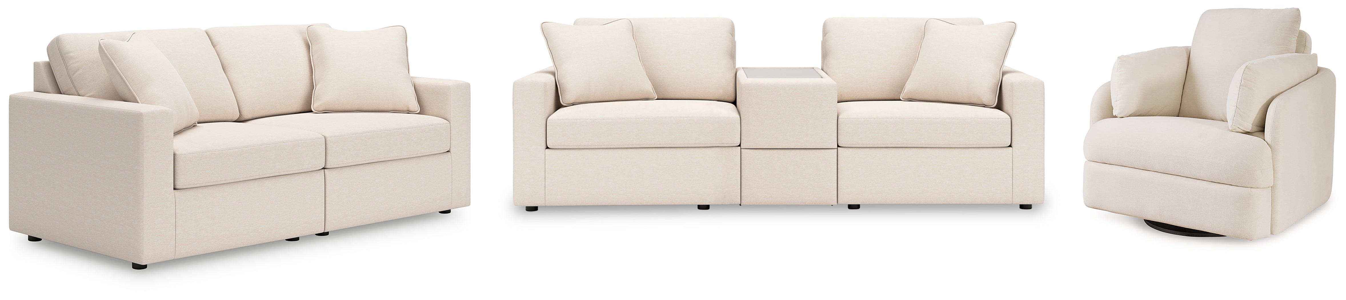 Homestyle Furniture - Ashley Furniture - Modmax 3-Piece Sectional Sofa, 2-Piece Sectional Loveseat and Swivel Glider Recliner - 3-Piece Sectional Sofa, 2-Piece Sectional Loveseat and Swivel Glider Recliner / Oyster - 92103U23