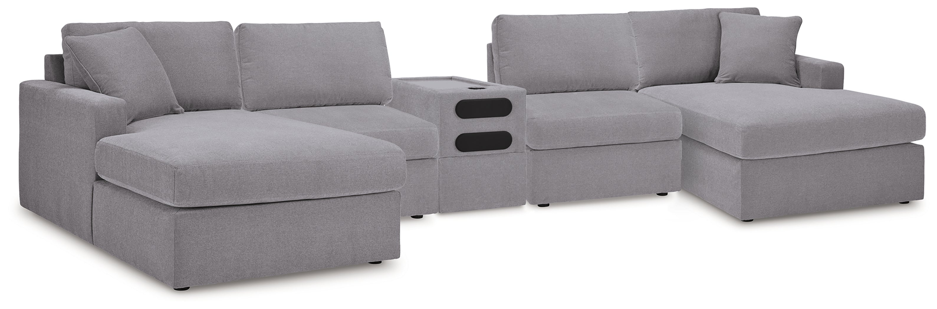 Homestyle Furniture - Ashley Furniture - Modmax 5 Piece Sectional with Audio Console - RAF 5 Piece Sectional with Audio Console / Granite - 92104S70