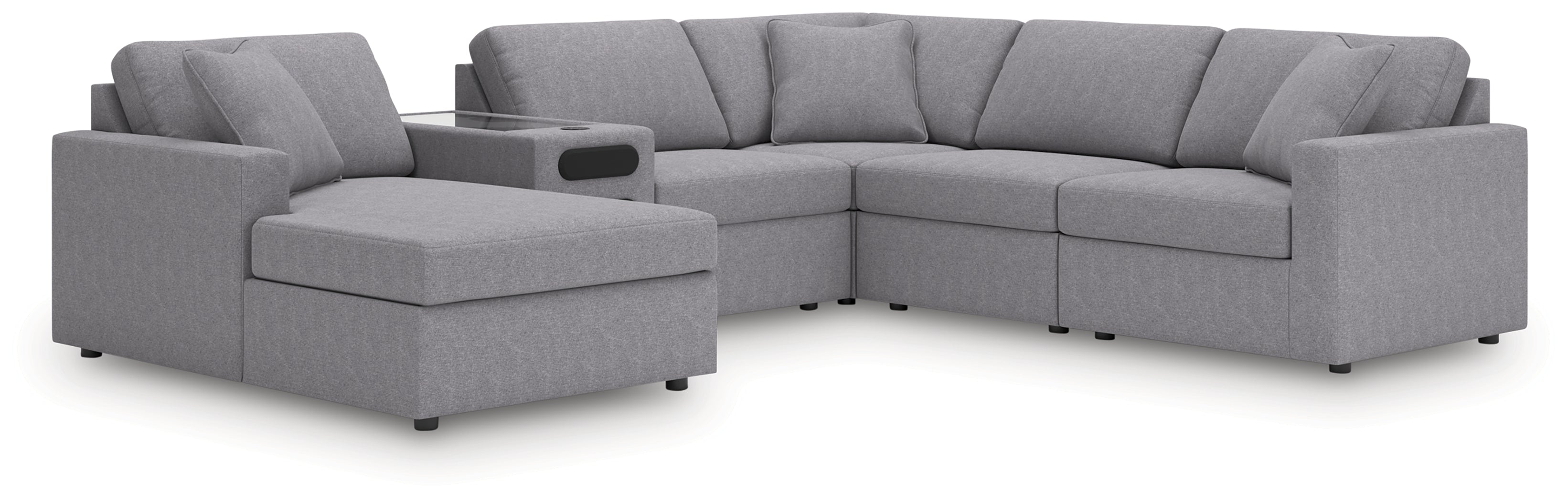 Homestyle Furniture - Ashley Furniture - Modmax 6-Piece Sectional with Audio System and Chaise - RAF 6-Piece Sectional with Audio System and Chaise / Granite - 92104S50