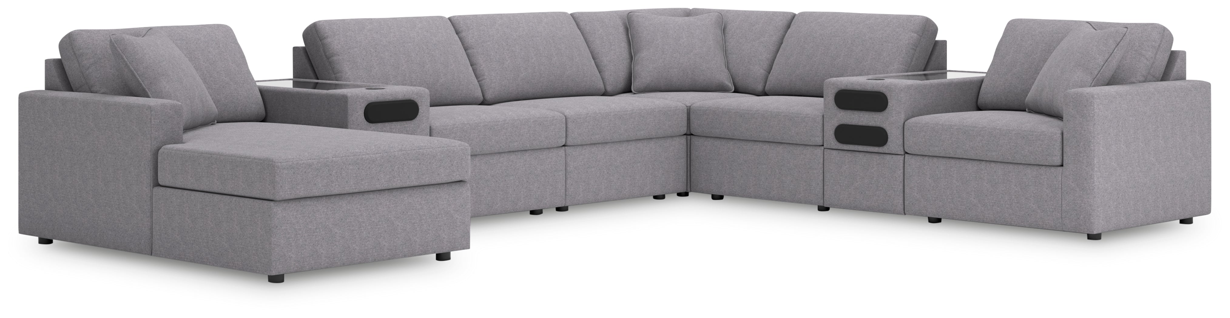 Homestyle Furniture - Ashley Furniture - Modmax 8-Piece Sectional with Audio System and Chaise - RAF 8-Piece Sectional with Audio System and Chaise / Granite - 92104S49