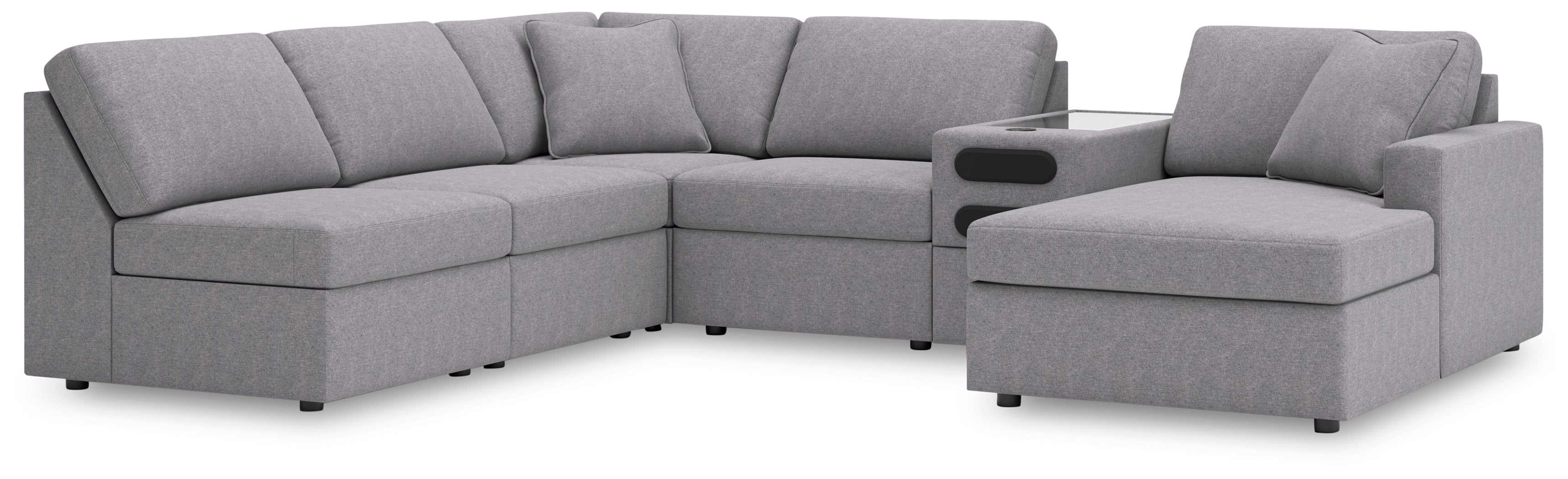 Homestyle Furniture - Ashley Furniture - Modmax 6-Piece Sectional with Chaise - 6-Piece Sectional with Chaise and Audio Console / Granite - 92104S25