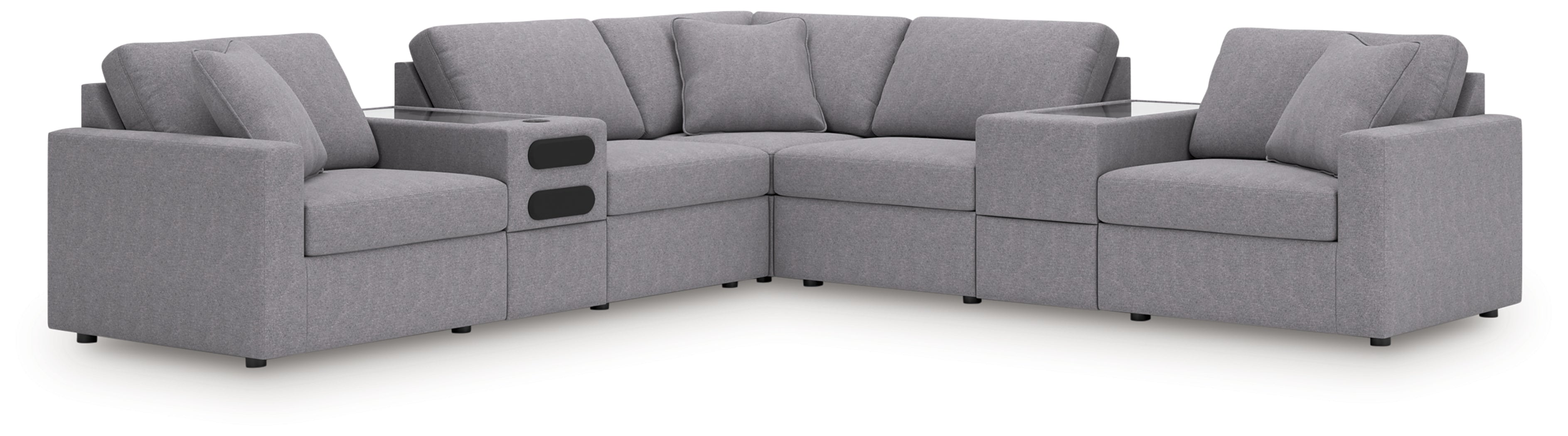 Homestyle Furniture - Ashley Furniture - Modmax 7-Piece Balanced Sectional with Audio and Storage Consoles - RAF 7-Piece Balanced Sectional with Audio and Storage Consoles / Granite - 92104S69