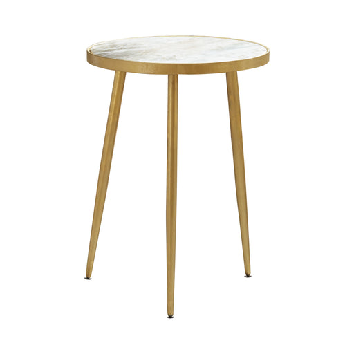 Homestyle Furniture - Coaster - Acheson Round Marble Top Side Table White and Gold - 930060