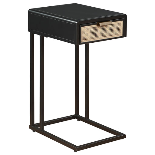 Homestyle Furniture - Coaster - Amherst 1-drawer Radio Weave Cane Metal Side Table Black - 931631